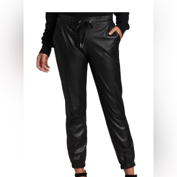 n:Philanthropy Scarlet Faux Leather Joggers Black , size Large - Picture 12 of 12